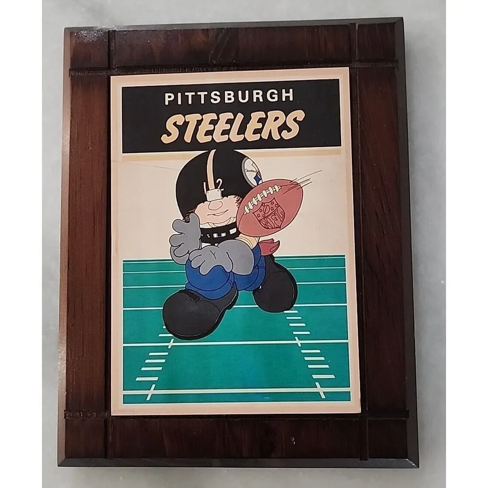 Vintage PITTSBURGH STEELERS Wood NFL Plaque NFL team fan memorabilia display